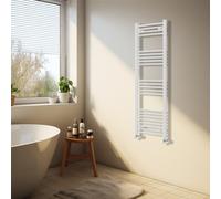 NRG White Heated Towel Rail Curved Designer Bathroom Radiator - 1400×400mm