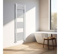 NRG White Heated Towel Rail Straight Designer Bathroom Radiator - 1800×500mm