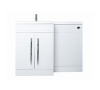 NRG White Left Hand Combination Bathroom Storage Cabinet Vanity Unit Set Flat Pack(No Toilet and Cistern)