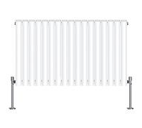 NRG White Oval Radiator Horizontal 600x1003mm Double Panel Central Heating Perfect for Bathrooms Kitchen Living Room