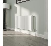 NRG White Oval Radiator Horizontal 600x1003mm Single Panel Central Heating | High Heat Output, Mild Steel, Designer Radiator Wall Mounted, Modern Radiator, for Living Room, Kitchen, Bedroom, Bathroom