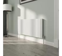 NRG White Oval Radiator Horizontal 600x1180mm Double Panel Central Heating