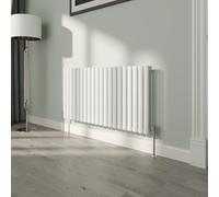NRG White Oval Radiator Horizontal 600x1180mm Single Panel Central Heating Radiators Perfect for Bathrooms Kitchen Living Room