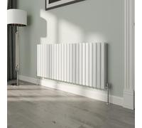 NRG White Oval Radiator Horizontal 600x1416mm Double Panel Central Heating Radiators Perfect for Bathrooms Kitchen Living Room