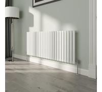 NRG White Oval Radiator Horizontal 600x1416mm Single Panel Central Heating | High Heat Output, Mild Steel, Designer Radiator Wall Mounted, Modern Radiator, for Living Room, Kitchen, Bedroom, Bathroom