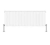 NRG White Oval Radiator Horizontal 600x1593mm Double Panel Designer | Modern Radiator, Energy Efficientt, Radiator Wall Mounted, High Heat Output, for Living Room, Bedroom, Kitchen