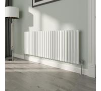 NRG White Oval Radiator Horizontal 600x1593mm Single Panel Central Heating