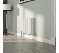 NRG White Oval Radiator Horizontal 600x590mm Double Panel Central Heating Radiators Perfect for Bathrooms Kitchen Living Room