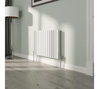 NRG White Oval Radiator Horizontal 600x767mm Double Panel Central Heating Radiators Perfect for Bathrooms Kitchen Living Room