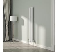 NRG White Oval Radiator Vertical 1600x236mm Double Panel Central Heating Radiators Perfect for Bathrooms Kitchen Living Room
