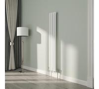 NRG White Oval Radiator Vertical 1600x236mm Single Panel Central Heating Radiators Perfect for Bathrooms Kitchen Living Room