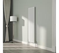 NRG White Oval Radiator Vertical 1600x354mm Double Panel Central Heating Radiators Perfect for Bathrooms Kitchen Living Room