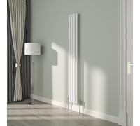 NRG White Oval Radiator Vertical 1800x236mm Single Panel Central Heating Radiators Perfect for Bathrooms Kitchen Living Room