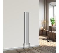 NRG White Vertical Radiator 1600x236mm Oval Double Panel Column Designer