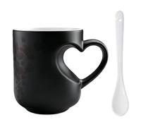NRGQAXM Heart-Shaped Color Changing Magics Ceramic Mug, Funny Heart Color Changing Mugs with Handle and Spoon Hearts Coffee Mug Ceramic Tea Cup for Adults Gifts for Couples
