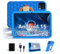 NRKDUBQ 2025 Latest 10.1 inch Kids Tablet Android 15 Tablets for Kids with EVA Protective Case 20GB RAM 128GB Storage Toddler Tablet, Parental Controls, 12-hr Battery, WiFi, GPS, Blue