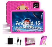 NRKDUBQ 2025 Latest 10.1 inch Kids Tablet Android 15 Tablets for Kids with EVA Protective Case 20GB RAM 128GB Storage Toddler Tablet, Parental Controls, 12-hr Battery, WiFi, GPS, Pink