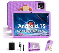 NRKDUBQ 2025 Latest 10.1 inch Kids Tablet Android 15 Tablets for Kids with EVA Protective Case 20GB RAM 128GB Storage Toddler Tablet, Parental Controls, 12-hr Battery, WiFi, GPS, Purple