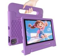 NRKDUBQ 2025 Latest 10.1 inch Kids Tablet Android 15 Tablets for Kids with EVA Protective Case 8GB RAM 64GB Storage Toddler Tablet, Parental Controls, 12-hr Battery, WiFi, GPS, Purple