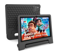 NRKDUBQ Kids Tablet 10.1 inch HD Android 14 Tablets for Kid 64 GB Storage 8GB RAM Octa-Core Processor with EVA Kid-Proof Case, Parental Controls Bluetooth and WiFi, Black