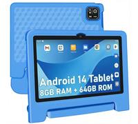 NRKDUBQ Tablet for Kids, 10.1 inch IPS HD Touchscreen Android 14 64 GB Storage, 8GB RAM, Octa Core Kids Tablet, Parental Controls, 12-hr Battery, WiFi, GPS - Blue