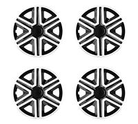NRM Action 4 x Universal Wheel Trims Hub Caps Set of 4 Car Inches (White / Black 16 Inches)
