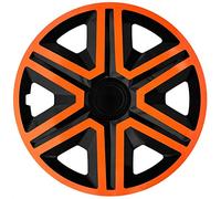 NRM Action 4 x Universal Wheel Trims Hub Caps Set of 4 Cars (Orange / Black 14 Inches)