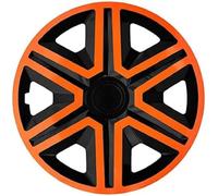 15" Wheel Covers Hubcaps Universal 4 PCS Car Weather Resistant Black Orange ABS