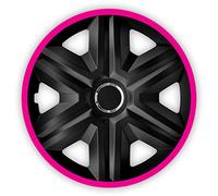 NRM Fast Lux 4 x Universal Hub Caps Wheel Trims Car Set of 4 (Black/Pink, 15 Inches)
