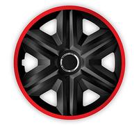 NRM Fast Lux 4 x Universal Hub Caps Wheel Trims Car Set of 4 (Black/Red, 14 Inches)