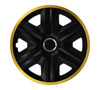 NRM Fast Lux Wheel Covers For Steel Rims Two Color Hubcaps Set Of 4 Car Automotive Vehicle Suitable For Most Brands And Rims ABS Plastic Black/Gold, 16"