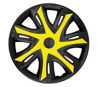 NRM N-Power Bicolor Universal Hub Cap Wheel Trim 14" Black and Yellow 1 Piece
