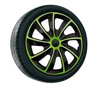 NRM Quad Bicolor Wheel Covers Hubcaps 14" Set 4PCS ABS Green Universal 14 in Weather Resistant