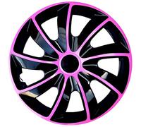 NRM Quad Bicolor Wheel Covers Hubcaps 15" Set 4PCS Car ABS Pink Universal 15 in Weather Resistant