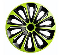 NRM Strong Duo Wheel Covers For Steel Rims Two Color Hubcaps Set Of 4 Car Automotive Vehicle Suitable For Most Brands And Rims ABS Plastic (Green/Black, 15")