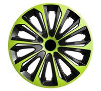 NRM Strong Duo Wheel Covers For Steel Rims Two Color Hubcaps Set Of 4 Car Automotive Vehicle Suitable For Most Brands And Rims ABS Plastic (Green/Black, 14")
