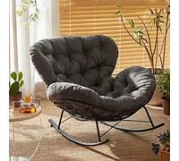 NRNQMTFZ Modern Rocking Chair with High Backrest,Upholstered Recliner,Rocking Chair Modern,Comfy Side Chair,Glider Chair for Baby Nursing, for Nursery, Living Room,Bedroom(Dark gray)