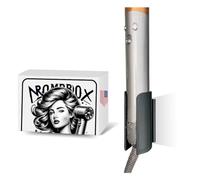 NromBox Hair Dryer Wall Mount Holder Compatible with Dyson Airwrap/Airstrait - Shark FlexstyleStyler | Storage Organizer Stand Curling Iron Accessories for Home Bathroom (Black) | Made in USA