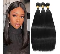 NROOEAY 12A Straight Human Hair Bundles Brazilian Bundles 14" 16" 18" 100% Straight Human Hair Bundles 3 Bundles Weave