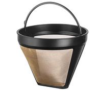NRP #4 Gold-Tone Permanent Coffee Filter Replacement for Morphy Richards Coffee Maker, Krups, Braun, Delonghi & More | 12-Cup Taller Brim, Cone Shape