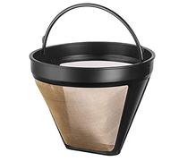 NRP #4 Gold-Tone Permanent Coffee Filter Replacement for Morphy Richards Coffee Maker, Krups, Braun, Delonghi & More | 12-Cup Taller Brim, Cone Shape