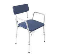 NRS Compact Dovedale Commode with Seat & Backrest, Medium, Modern & discreet, Height Adjustable to suit user - Blue and White