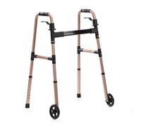 NRS Easyfold Wheeled Walker - Rose Gold | Ultra-Lightweight, Foldable & Adjustable Walking Mobility Support with Wheels | Height Adjustable for User