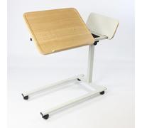 NRS Easylift Home Hospital Height Adjustable Tiliting with Storage Overbed Table - Beech Effect