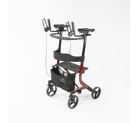 NRS Forearm 4 Wheel Rollator Walking Aid with Seat and Bag - Red