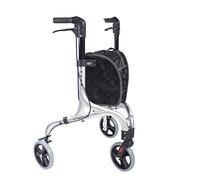NRS Freestyle Ultra Lightweight Folding 3 Wheel Rollator, Lockable Brakes, Height Adjustable, Removable Bag, 5 kg (11lb) - Silver, P23063