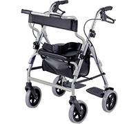 NRS Healthcare 2-in-1 Rollator and Transit Chair M58203 - Height Adjustable, Aluminium