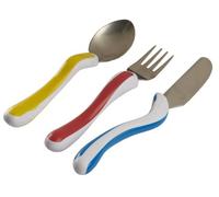 NRS Healthcare 3-Piece Easy Grip Children's Cutlery Set, Stainless Steel, Multi-Colour