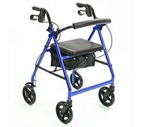 NRS Healthcare A-Series 4 Wheel Rollator Folding Aluminium Walking Aid with Seat & Bag, Lightweight & Height Adjustable with Lockable Brakes - P11267, Blue