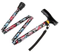 NRS Healthcare Folding Walking Stick - Black Floral